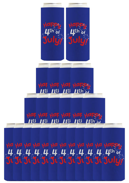 Happy 4th of July Royal Blue Standard or Slim Can Thermocooler Drink Sleeve