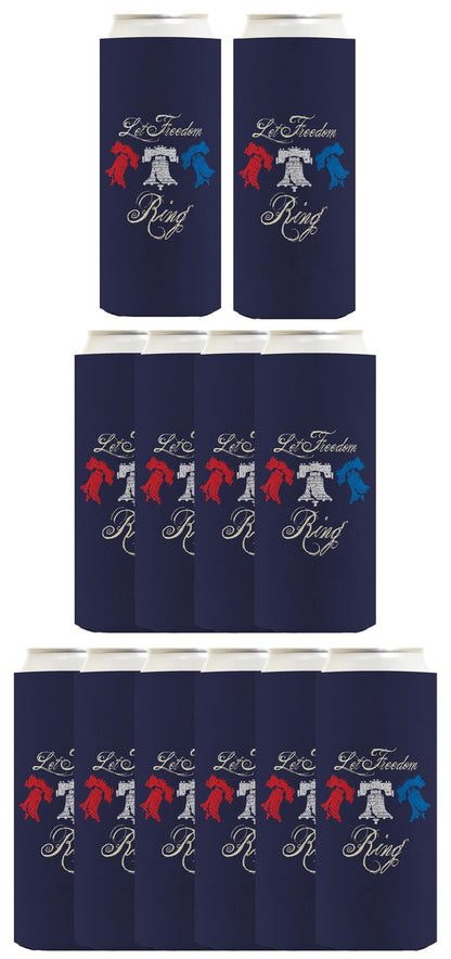 Let Freedom Ring Navy Standard or Slim Can Thermocooler Drink Sleeve