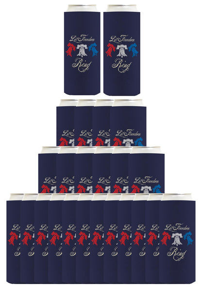 Let Freedom Ring Navy Standard or Slim Can Thermocooler Drink Sleeve
