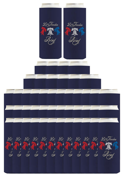 Let Freedom Ring Navy Standard or Slim Can Thermocooler Drink Sleeve
