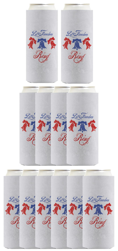 Let Freedom Ring Light Blue Standard or Slim Can Thermocooler Drink Sleeve
