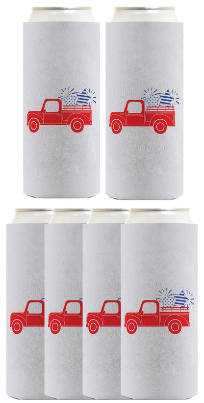Stars and Stripes Truck Light Blue Standard or Slim Can Thermocooler Drink Sleeve