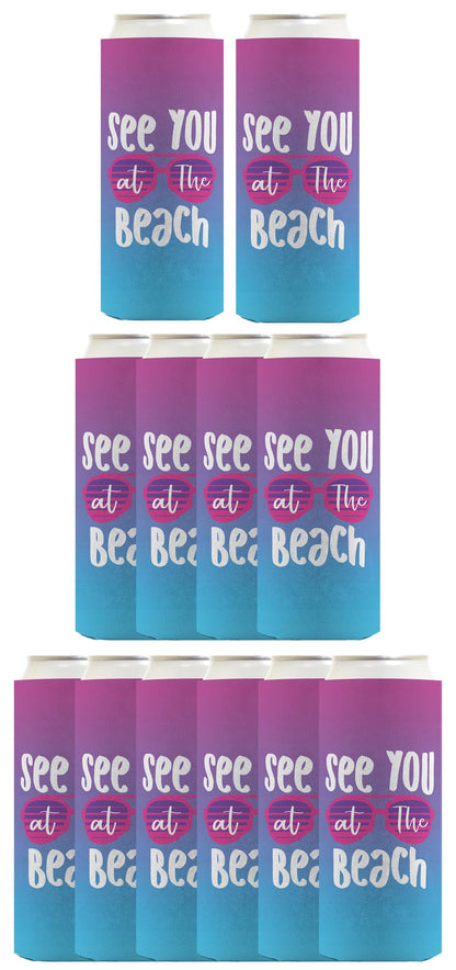 Summer Vibes See You At The Beach Standard or Slim Can Thermocooler Drink Sleeve