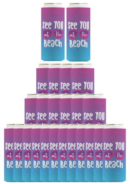 Summer Vibes See You At The Beach Standard or Slim Can Thermocooler Drink Sleeve