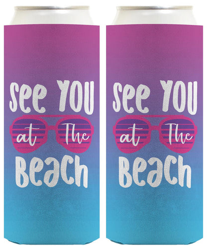Summer Vibes See You At The Beach Standard or Slim Can Thermocooler Drink Sleeve
