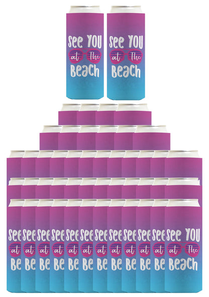 Summer Vibes See You At The Beach Standard or Slim Can Thermocooler Drink Sleeve