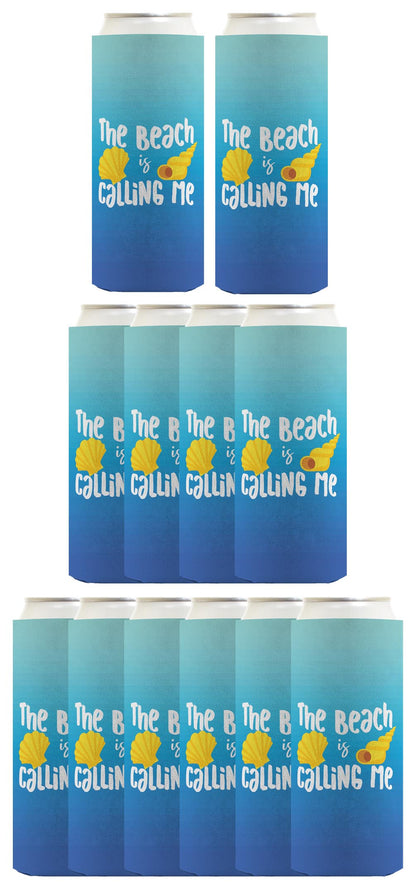 Summer Vibes The Beach Is Calling Me Standard or Slim Can Thermocooler Drink Sleeve