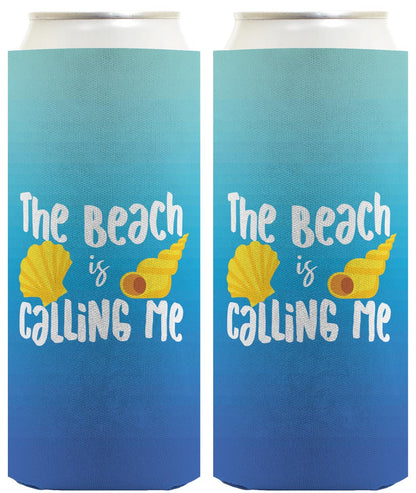 Summer Vibes The Beach Is Calling Me Standard or Slim Can Thermocooler Drink Sleeve