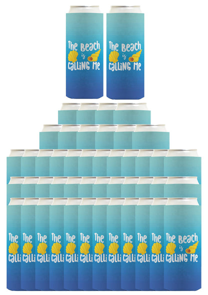 Summer Vibes The Beach Is Calling Me Standard or Slim Can Thermocooler Drink Sleeve