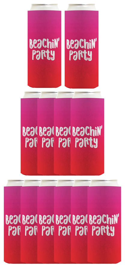 Summer Vibes Beachin Party Standard or Slim Can Thermocooler Drink Sleeve