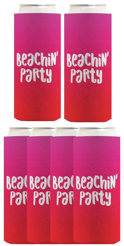 Summer Vibes Beachin Party Standard or Slim Can Thermocooler Drink Sleeve