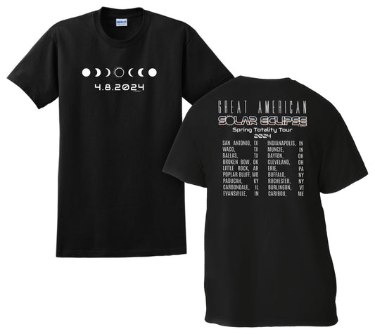 Solar Eclipse US Tour 2024 2 Sided Print Short Sleeve Unisex T-Shirt