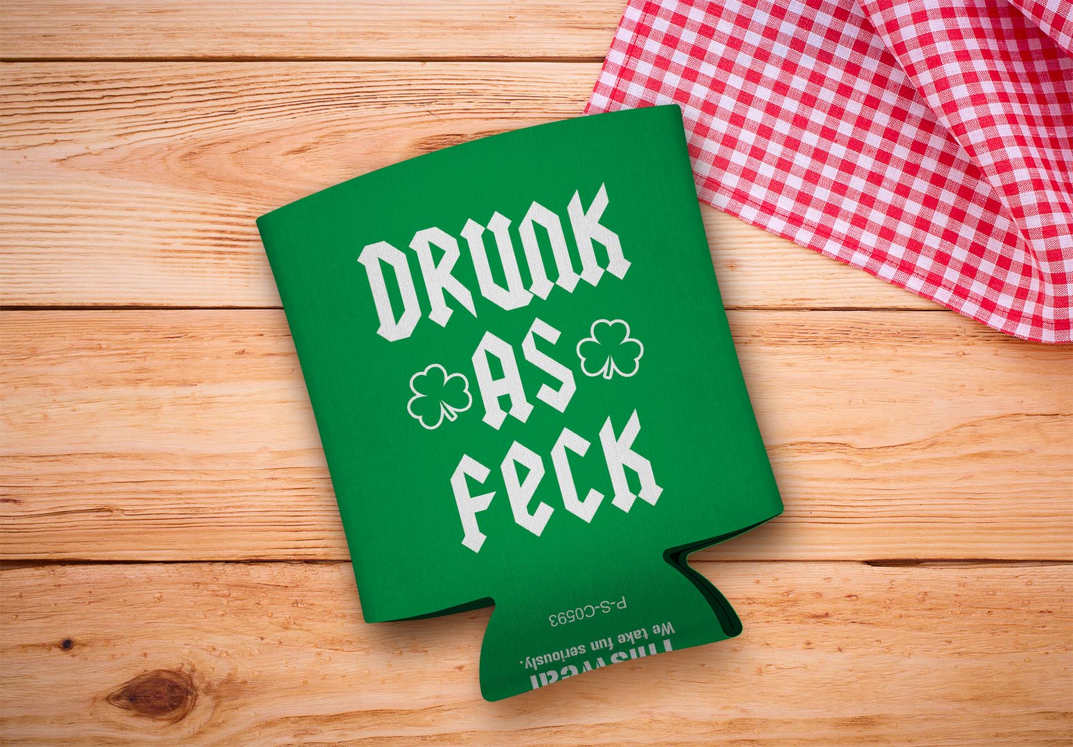 drink sleeve on a wood background