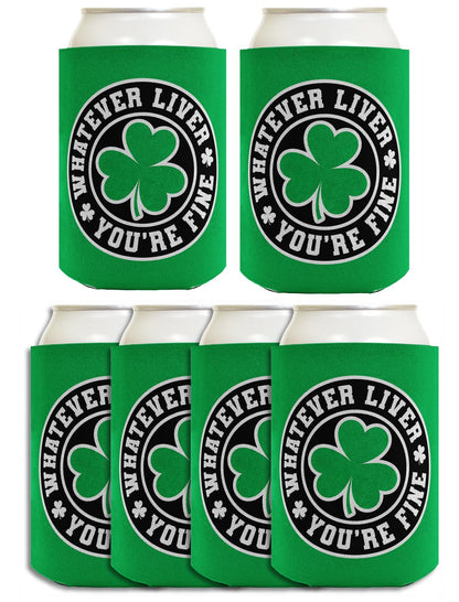 Shamrock Whatever Liver You're Fine Standard or Slim Can Thermocooler Drink Sleeve