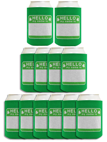 St Patricks Party Tag Hello My Name Is Standard or Slim Can Thermocooler Drink Sleeve