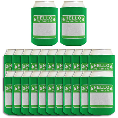 St Patricks Party Tag Hello My Name Is Standard or Slim Can Thermocooler Drink Sleeve