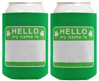 St Patricks Party Tag Hello My Name Is Standard or Slim Can Thermocooler Drink Sleeve