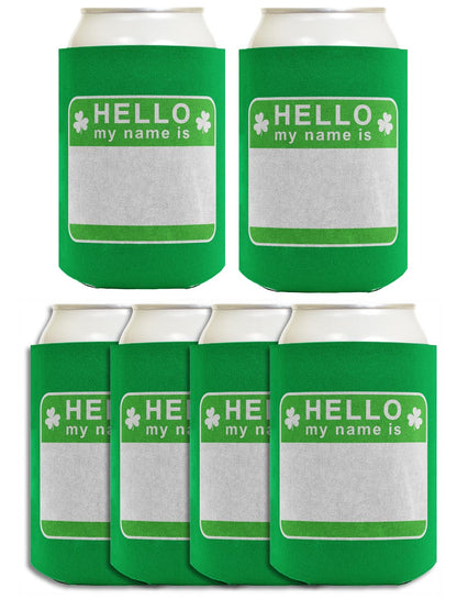 St Patricks Party Tag Hello My Name Is Standard or Slim Can Thermocooler Drink Sleeve