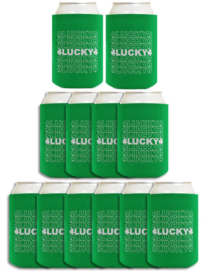 St Patricks Lucky Word Art Standard or Slim Can Thermocooler Drink Sleeve