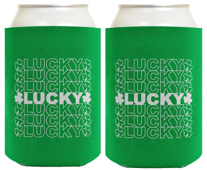 St Patricks Lucky Word Art Standard or Slim Can Thermocooler Drink Sleeve