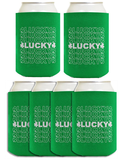 St Patricks Lucky Word Art Standard or Slim Can Thermocooler Drink Sleeve
