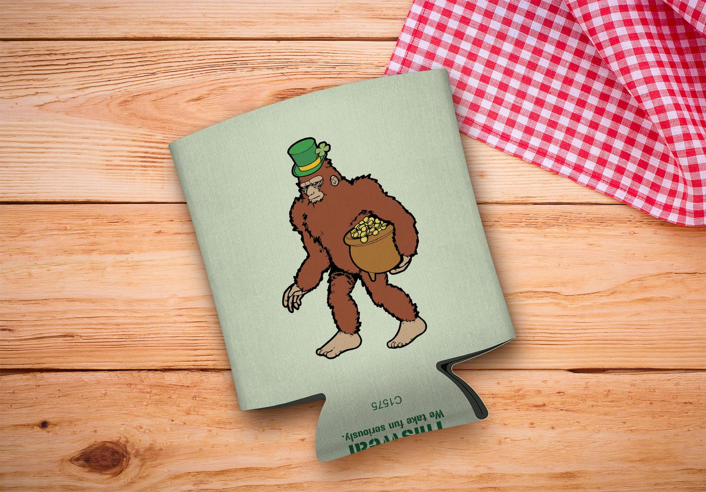 drink sleeve on a wood background