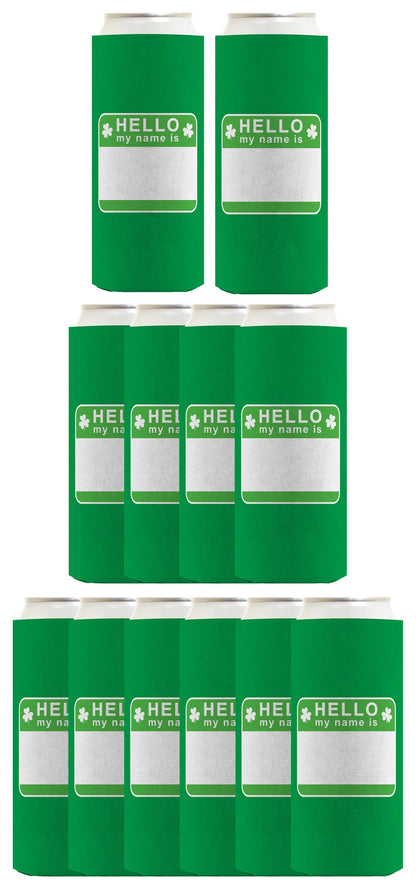 St Patricks Party Tag Hello My Name Is Standard or Slim Can Thermocooler Drink Sleeve