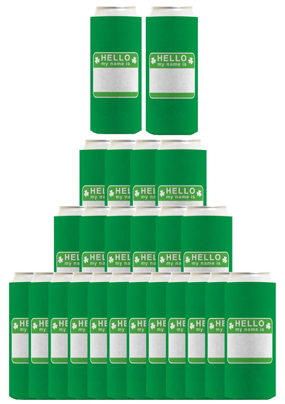 St Patricks Party Tag Hello My Name Is Standard or Slim Can Thermocooler Drink Sleeve