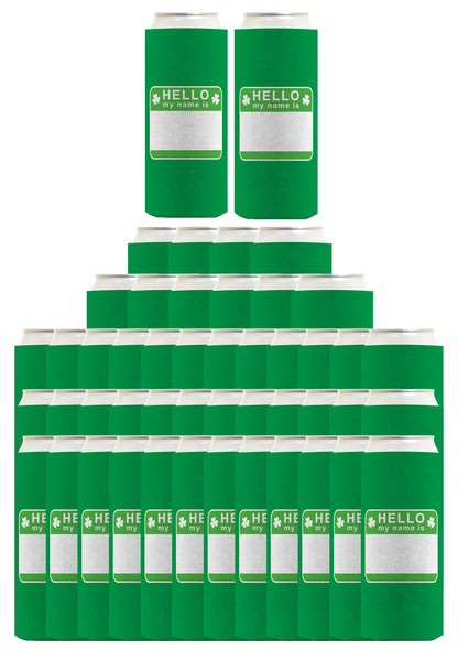 St Patricks Party Tag Hello My Name Is Standard or Slim Can Thermocooler Drink Sleeve