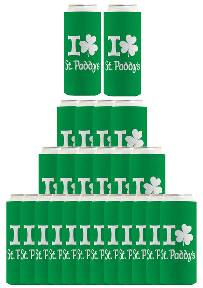 I Shamrock St Paddys Standard or Slim Can Thermocooler Drink Sleeve