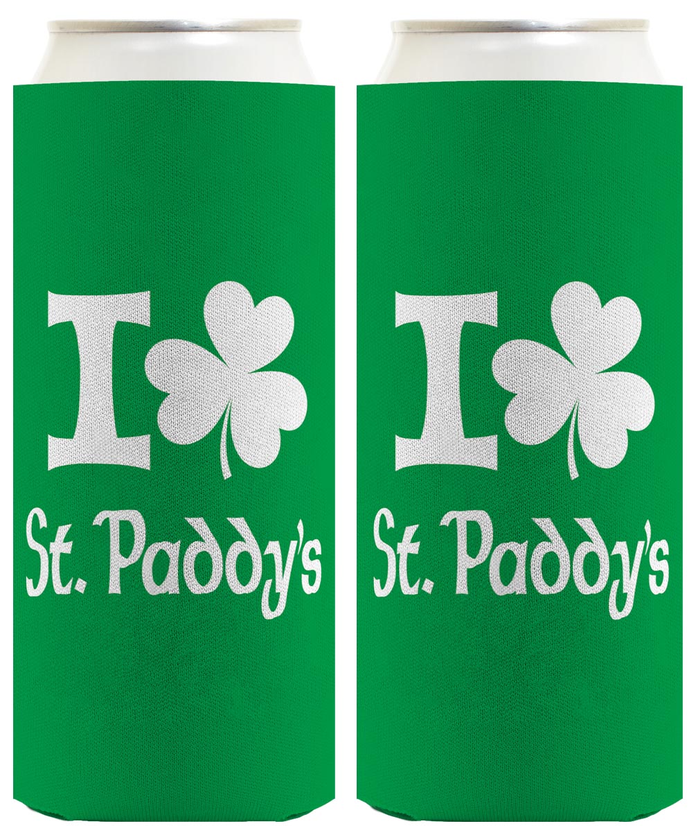 I Shamrock St Paddys Standard or Slim Can Thermocooler Drink Sleeve