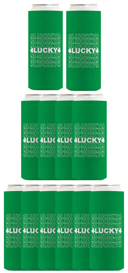 St Patricks Lucky Word Art Standard or Slim Can Thermocooler Drink Sleeve