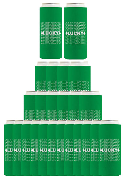 St Patricks Lucky Word Art Standard or Slim Can Thermocooler Drink Sleeve