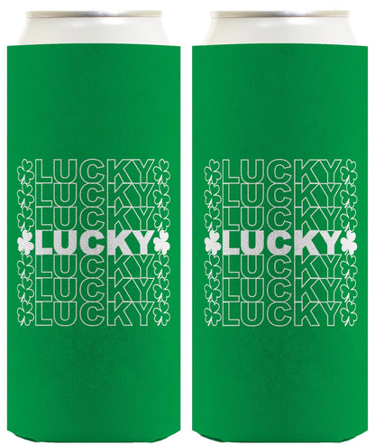 St Patricks Lucky Word Art Standard or Slim Can Thermocooler Drink Sleeve