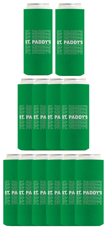 St Patricks St Paddy's Word Art Standard or Slim Can Thermocooler Drink Sleeve