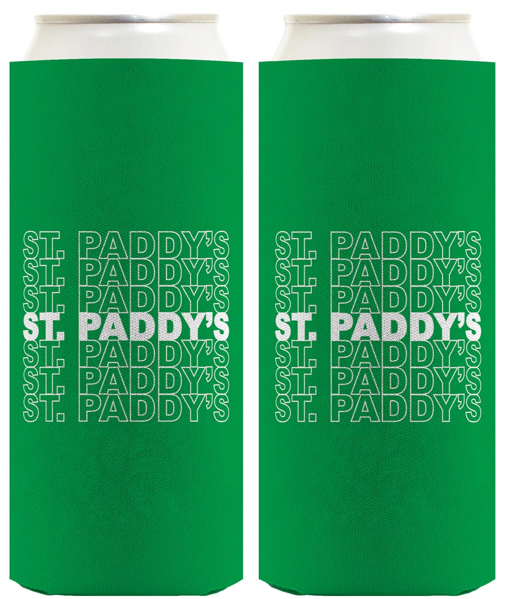 St Patricks St Paddy's Word Art Standard or Slim Can Thermocooler Drink Sleeve