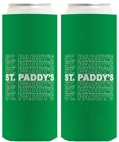 St Patricks St Paddy's Word Art Standard or Slim Can Thermocooler Drink Sleeve
