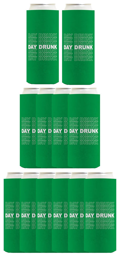 St Patricks Day Drunk Word Art Standard or Slim Can Thermocooler Drink Sleeve